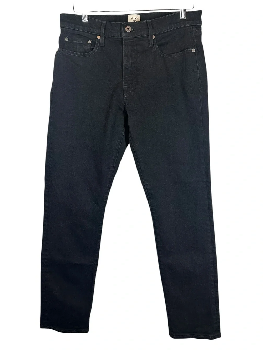 FLINT AND TINDER Men's 32 X 30 Slim Fit Black Denim Jeans with Stretch